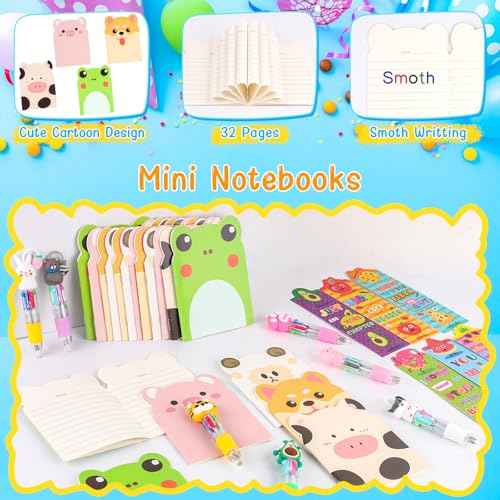 Stationery Party Pack, 24 Pack Birthday Goodie Bags with Multicolor Pen Mini Notebooks for Goodie Bag Classroom Gifts Class Rewards Prizes