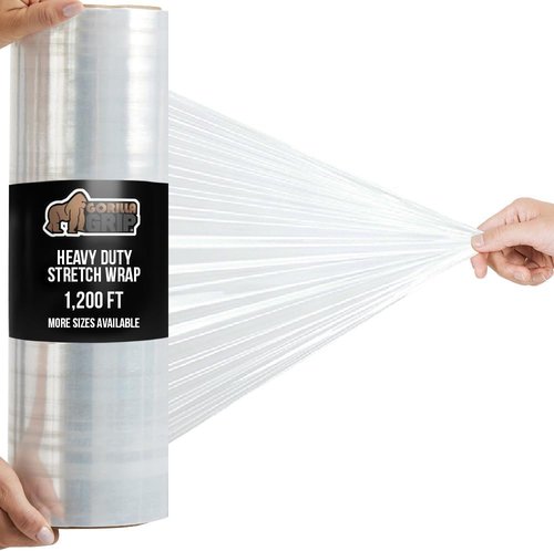 Gorilla Grip Heavy Duty Stretch Film - 1200ft Puncture Resistant Shrink Wrap Roll | Ideal for Shipping & Moving