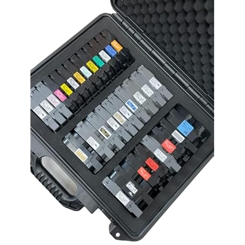 Protective Custom Label Tape Carrying Case for TZe P-Touch Tapes - Holds up to 39 Tapes.
