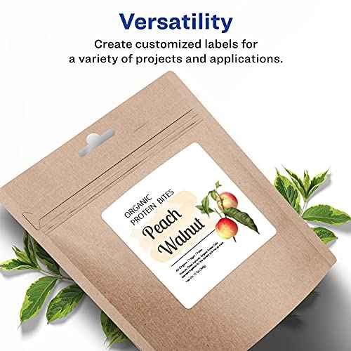 Avery Matte White Square Labels, Sure Feed Technology, 4" x 4", 200 Matte White Printable Labels