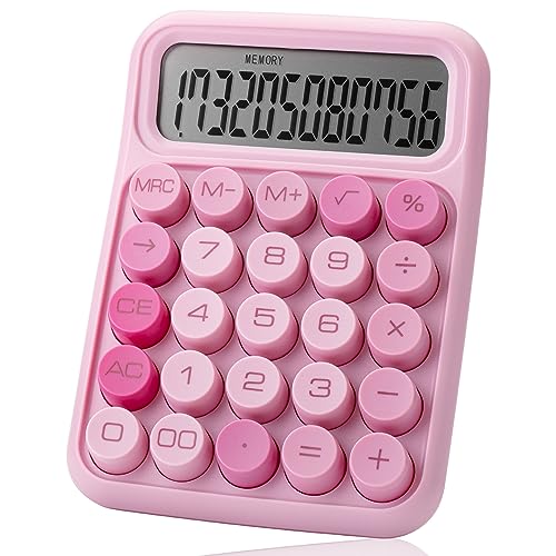 Pink Mechanical Switch 12-Digit Calculator with Large LCD - Mr. Pen