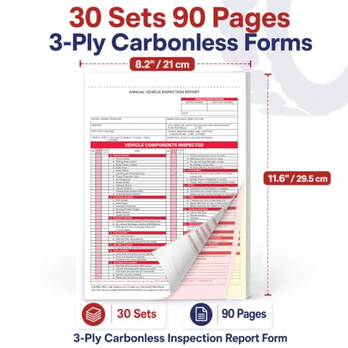 Annual Vehicle Inspection Forms, 3-Part NCR, 30 Sets – Foliom