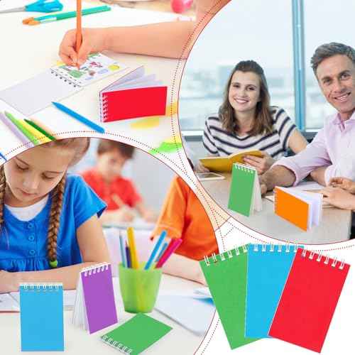 Hooqict 24 Pack Small Pocket Notebook Mini Notebooks Bulk Small Spiral Notepads with 8 Colors, Memo Note Pads for Kids, Work, Office, School, 3.9 x 2.4 Inches