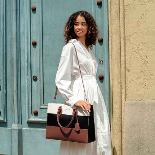 LOVEVOOK Laptop Tote Bag for Women, 15.6 Inch Work Bags, Waterproof Computer Bags with Clutch Purse, Large Capacity Messenger Bag for Teacher College Business Office