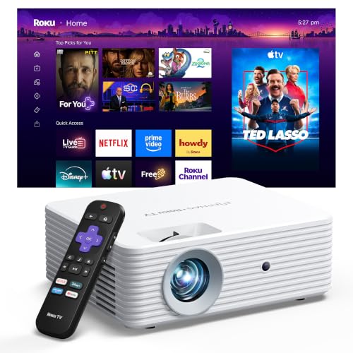 ELEPHAS White Roku TV & Smart Projector with Wi-Fi & Bluetooth