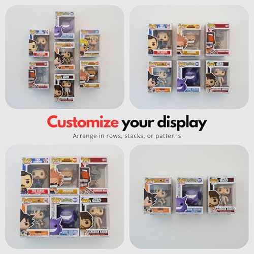 Modern JP Adhesive Display Shelf for Funko Pop Boxes (16-Pack) ? Clean Mount for Funko Pop Display ? Easy Adhesive Install ? Box-Safe, No-Drill Setup ? Clear