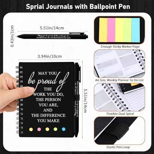 48 Pcs 24 Set Employee Appreciation Gift Bulk Rad Tech Week Inspirational A6 Notebook Pen Sticky Notepad Coworker Nurse Practitioner Christmas Party Favor Office Supplies(Black)