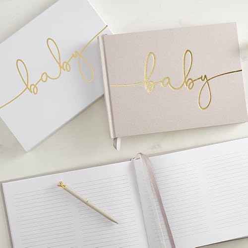 Stephan Baby Guest Book - Hardcover Linen Embossed Baby Shower Keepsake Memory Book, 9.25 x 7-Inches, Baby