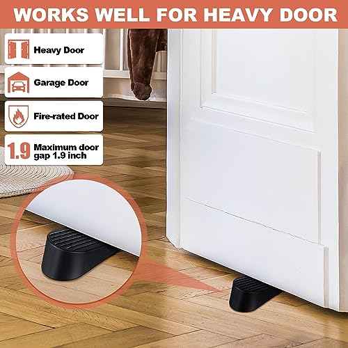 Frienda 8 Pack Large Door Stoppers Heavy Duty Rubber Stopper for Bottom of Door Wedge Stopper for Home Office (Black)