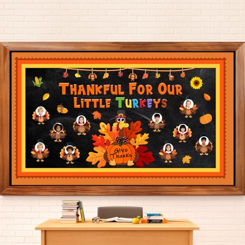 Thanksgiving Bulletin Board Decorations Fall Turkey Bulletin Board Thankful for Our Little Turkeys Decor for School Classroom Window Wall