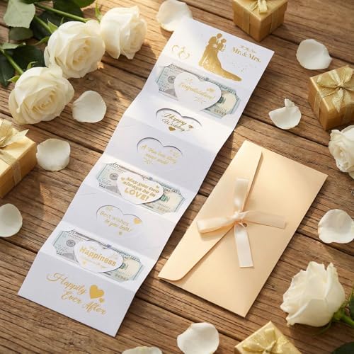 QTLJJBY Off White 6 Slot Wedding Money Gift Holder for Bride & Groom