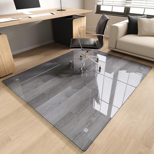 Tempered Glass Chair Mat for Carpet 46"x55" Grey – MYSUNORIA Premium 0.2in Thick