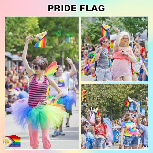 50 Pack Small LGBTQ Progress Rainbow Pride Flags 5x8 Inch Handheld Decorations