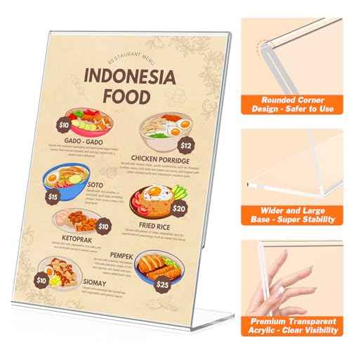 3 Pack Acrylic Sign Holder 8.5x11 Inches, Clear Display Holder, L-Shape Vertical Menu Holder Stand, Flyer Display Stand, Table Paper Holder, Plastic Sign Display Stand for Restaurants, Store, Office