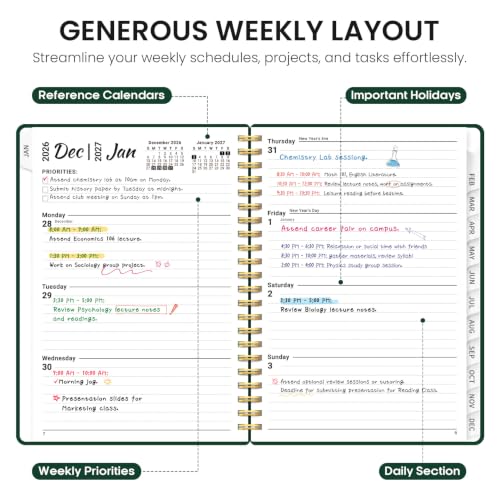 Taja 2027 Hardcover Planner 6.3 x 8.5 inch with Monthly Tabs & Elastic Band