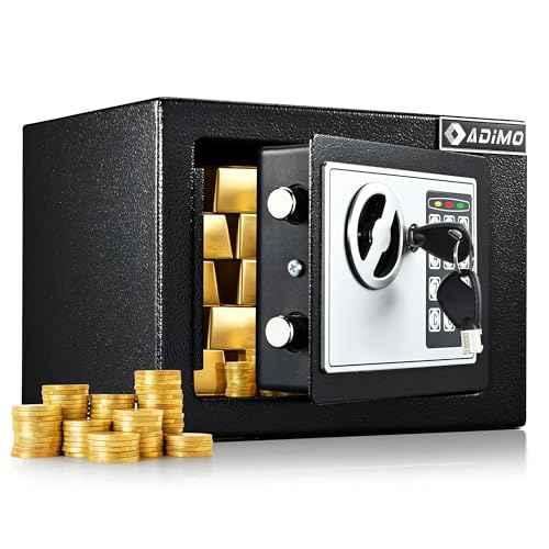 ADIMO Small Safe Box for College Dorm Room, 0.23 Cubic Feet Money Safe with Keys & Pass Code & Wall Mount Kits, Hidden Home Safe for Money, Jewelry, and Valuable
