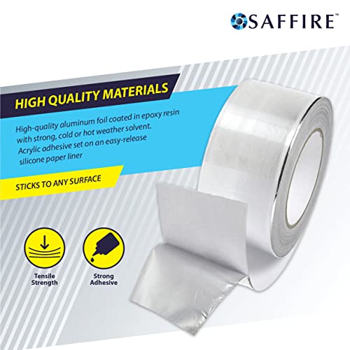 Saffire Heavy Duty HVAC Professional Aluminum Foil Tape 3-inch x 150 feet - Hot and Cold Air Ducts, Insulation and More (6 Pack)