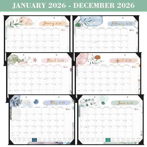 2026 Desk Calendar - Desk Calendar 2026, 22" x 17", Jan 2026 - Dec 2026, 12 Monthly Desk/Wall Calendar, Large Ruled Blocks, Notes, Thick Paper, Corner Protector