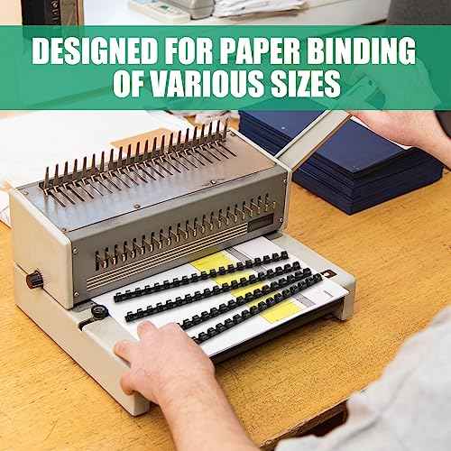 Maitys 300 Pcs Plastic Binding Combs Bulk 19 Ring Comb Spines Letter Size Spiral Binding for Notebook Calendar Picture(1/2 Inch,Black)