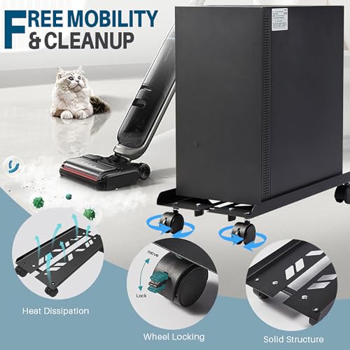 CUISIBOT Adjustable Large Computer Tower Stand 7.9-10.2 in Wide with Locking Caster Wheels