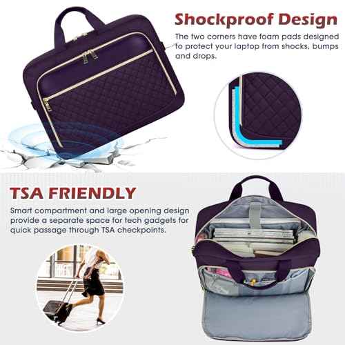 NEWHEY Laptop Bag 17.3 Inch Laptop Briefcase for Women Men Waterproof Shoulder Messenger Bag Large Computer Bag for Business Office Work College, Purple
