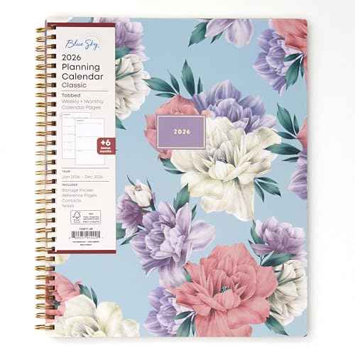 Blue Sky 2026 Weekly and Monthly Planner Calendar, January 2026 - December 2026, 8.5" x 11", Flexible Cover, Laminated Tabs, Durable Twin Wire Binding, Storage Pocket, Tula
