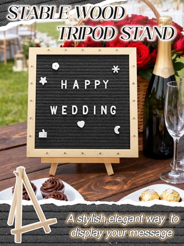 Aulock Black Light-Up Felt Letter Board 10x10in with Changeable Letters & Tripod