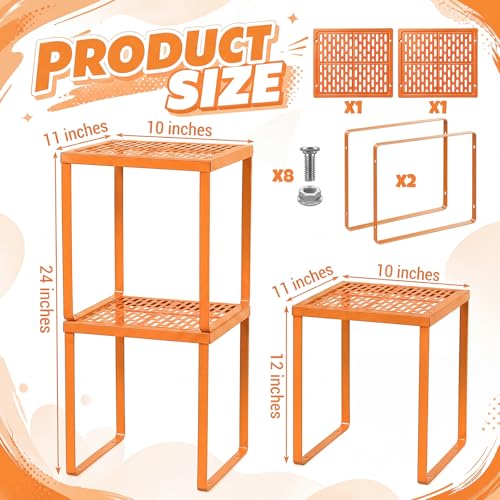 Colarr 2 Pcs Metal Locker Organizer Shelf Stackable 2-Tier, Orange