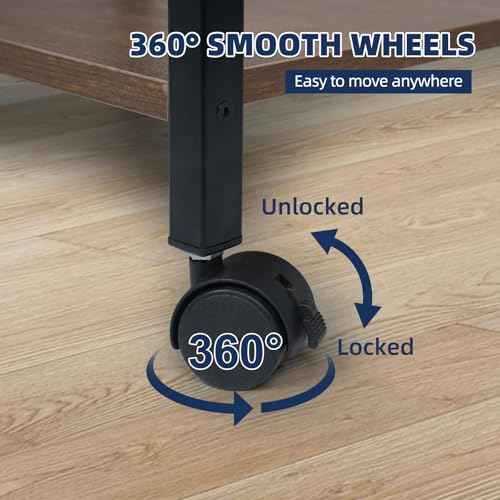 Printer Stand with Storage Shelf, Small Printer Stand for Desk Office Home, Under Desk Printer Table with Rolling Wheels, Heavy Duty Mobile Machine Cart with Shelf, Rustic Brown