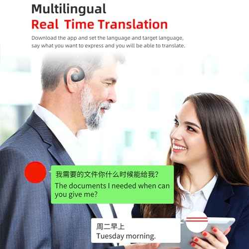 Language Translator Earhooks, 144 Languages Real Time Translator Earbuds, Bluetooth 5.3 Translator Earphones with Lanyard for Travel & Business (Black)