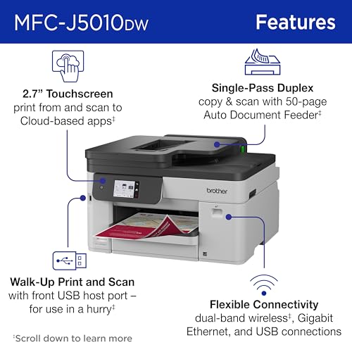 Brother INKvestment 5010 Wireless Color Inkjet All-in-One Printer with Touchscreen