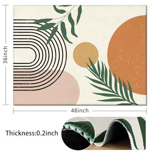 Office Chair Mat for Hardwood & Tile Floor,Boho Abstract Leaves 48"x36" Low-Pile Computer Chair Mat for Rolling Chairs Carpet, Under Desk Non Slip Gaming Rug,Rubber Backing Large Protector Mat