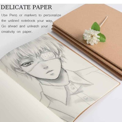 LIONSOUL 90 Pack A5 Blank Kraft Notebooks Bulk, Blank Paper Sketchbooks, Writing Blank Journal Notebook in Bulk, 80 Pages, 8.3x5.5 inch, for Gifts Travelers Office and School Supplies