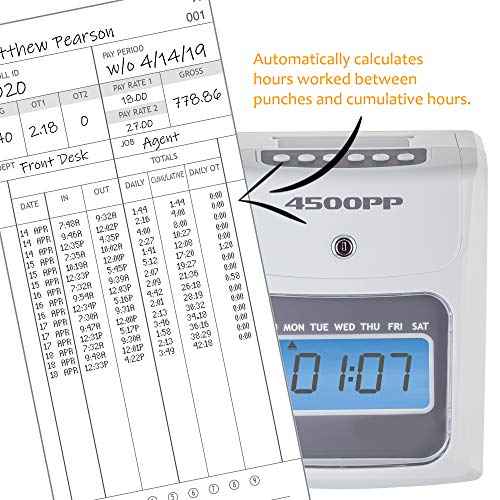 Nile Products - Authorized Time Cards for Nile Products 4500PP Compatible [ 4500PP10 ] Electronic Time Clock, Double Sided Time Sheets (3.37 x 7.37 Inches) - 100 Time Cards Per Package