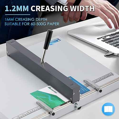 Mxmoonant Manual Creasing Machine 60-500g Paper Folding Creaser with 2 Adjustable Block & Metric/Imperial Positioning Ruler for Paper Sheet Cardstock