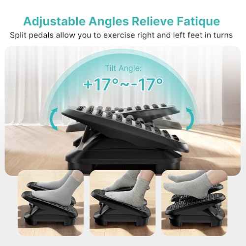 Foot Rest Under Desk with Massage Texture and Roller, Ergonomic Foot Stool with 2 Height Position, Adjustable Foot Rest for Under Desk at Work, Black