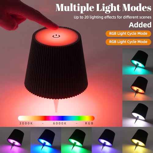 Wireless Bottle Lamp, RGB Modes & 3 Color Wine Bottle Lights with 2800 mAh Battery, Touch Dimming Wireless lamp, Portable Rechargeable Bottle Lamp Kit for Bedroom, Restaurant, Bar (2PCS)