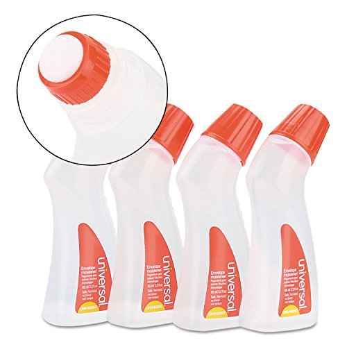Universal UNV46065VP 2.2 oz. Envelope Moistener with Adhesive Bottle - Clear (4/Pack)