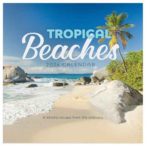 TF Publishing 2026 Tropical Beaches Mini Calendar with Monthly Grids for Appointments and Scheduling - Vertical Small Wall Calendar 2026 w/Premium Gloss Paper for Home and Office Organization - 7x7in