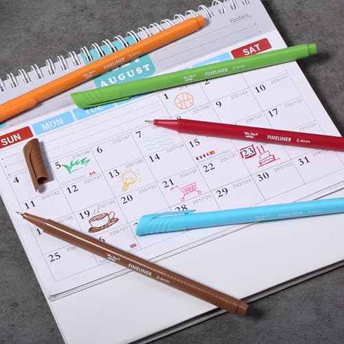Mr. Pen- Fineliner Pens Colored, 12 Pack, Ergonomic Triangular Colorful Barrels, 0.4mm Fine Liner Pens