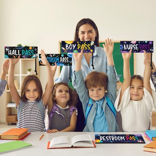Tellegloww Space Themed Magnetic Hall Passes Set - Starry Sky Design, 8 pcs