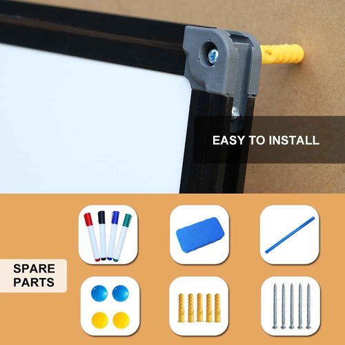 NEWPUTE Black Aluminium Frame Magnetic Dry Erase Board for Wall, 36 X 24 Inches Whiteboard for Home, School, Office, Erasable Small Whiteboards