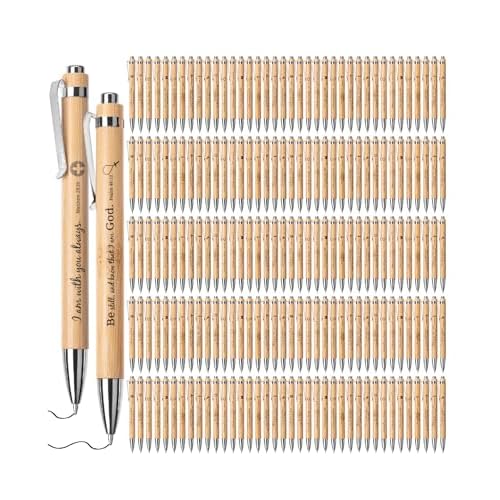 Mr. Pen- Bible Verse Retractable Bamboo Pen, 200 Pack, Black Ink, Christian Pens for Women Men, No Bleed Through, Ballpoint, Inspirational, Bulk