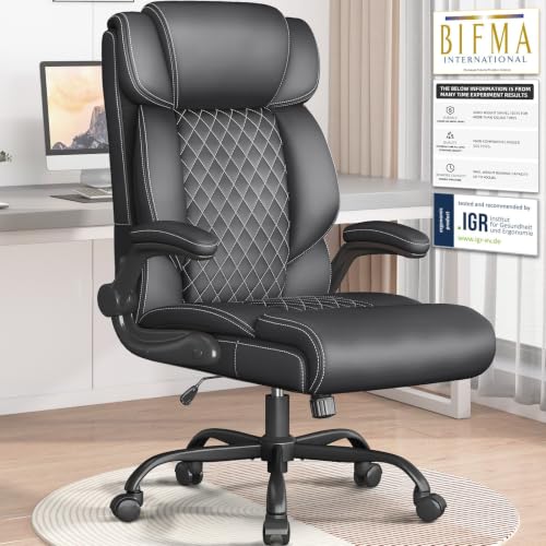 Cyzena Office Chair Executive High Back Big & Tall Black, 1 Pack