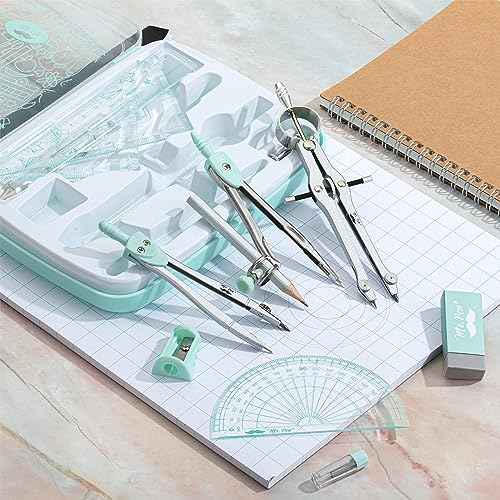 Mr. Pen- Geometry Set, 13 pcs, Compass for Geometry Compass, Geometry Kit Set with Shatterproof Storage Box, Math Compass, Geometry Set for School, Compass Math, Protractor and Compass Set