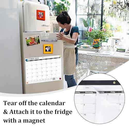 Desk Calendar 2025-2026, 14" X 11" Desktop Calendar 2025-2026, 18 Months Calander Runs from Oct. 2025 to Mar. 2027, Academic Monthly Planner for Home School Office (White and Black)