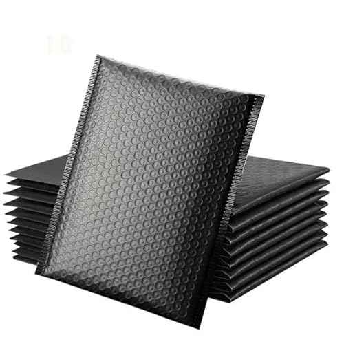 Water Resistant Bubble Envelope Mailers [10 Pack] 6 inch x 9 inch #0 Black Poly Padded Shipping Envelopes Self Sealing Cushioned Packaging Bags