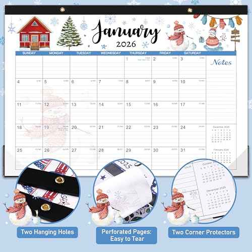 2026 Desk Calendar, 12 Months Desk Calendar 2026, January 2026 - December 2026, 17" x 12", with Large Ruled Blocks for Planning