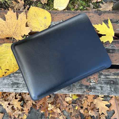 Genuine Leather MacBook Air Case 13.6 for All 13 Inch Macbooks 2018-2023 MacBook Pro M1/A2338 A2251 A2289 2016-2021, Black Vertical
