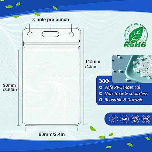 200 Pcs Clear Plastic Vertical Name Badge ID Card Holders